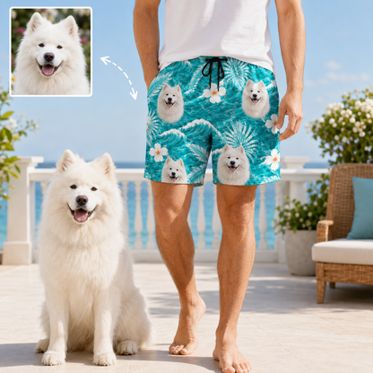 Personalized Dog Face Summer Shorts Custom Photo Beachwear for Vacation THUC99
