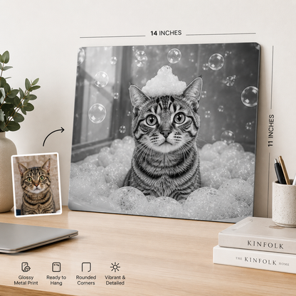 Personalized Cat Portrait Wall Decor – Custom Pet Photo Metal Print Gift For Cat Mom THUC99