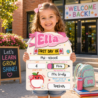 Personalized Back to School Photo Prop, Custom Acrylic Wood School Sign THUC99