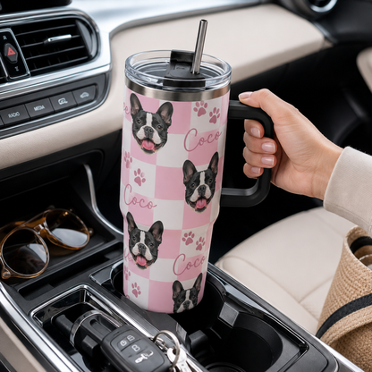 Custom Dog Memorial Photo 40oz Tumbler – Personalized Pet Loss Gift and Keepsake Cup THUC99
