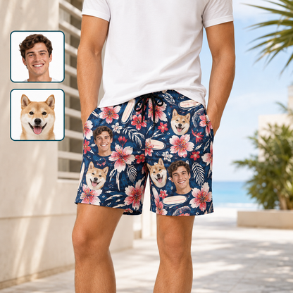 Custom Photo Dog Casual Shorts Personalized Pet Picture Beach Trunks Gift THUC99