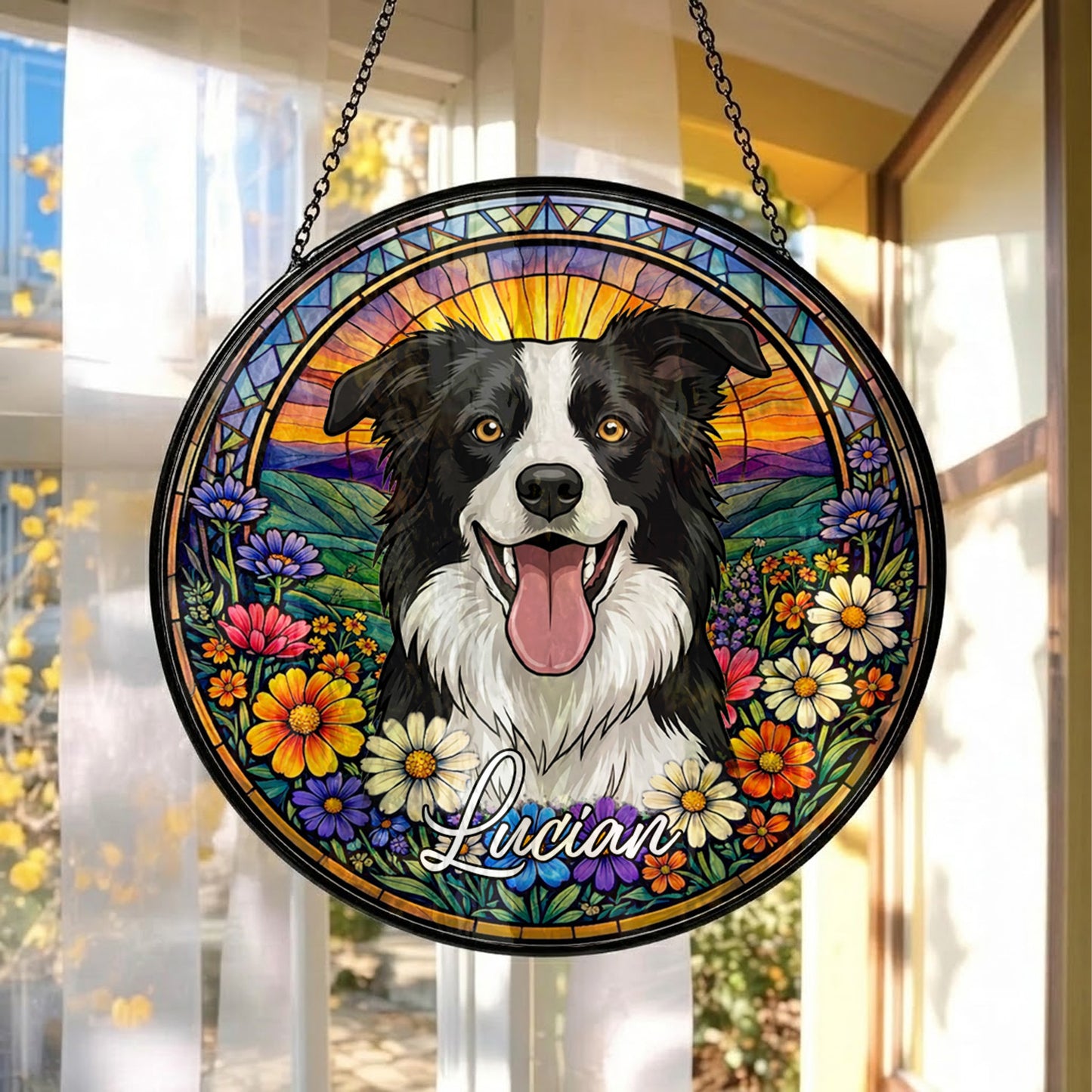 Custom Photo Cat Memorial Suncatcher – Personalized Pet Portrait Window Decor (THUC99)