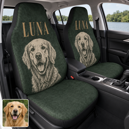 Custom Dog Portrait Car Seat Cover, Personalized Pet Photo Seat Protector, Cute Dog Lover Gift THUC99