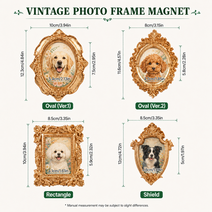 Custom Dog Photo Frame Magnet, Personalized Pet PortraitGold Frame Dog Artwork Magnet THUC99