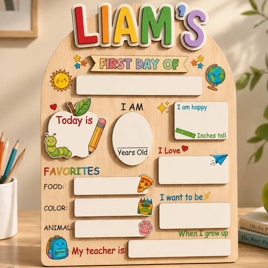 Personalized Back to School Photo Prop, Custom Acrylic Wood School Sign THUC99