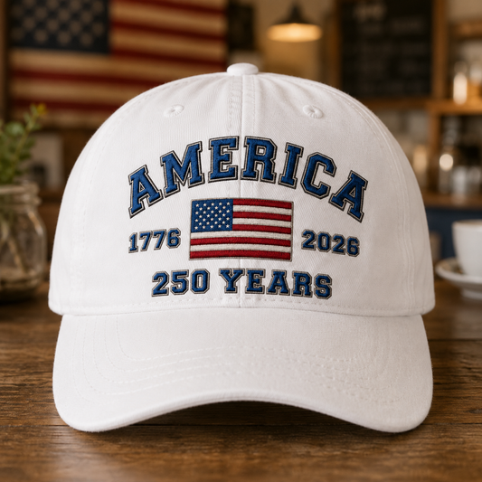 USA 250th Anniversary Embroidered Vintage Dad Hat Celebrating 250 Years of American Freedom THUC99