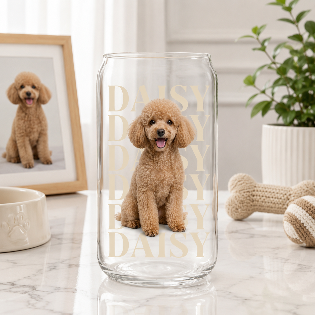 Custom Dog Mom Glass Tumbler – Personalized 16oz Cup with Lid & Straw THUC99