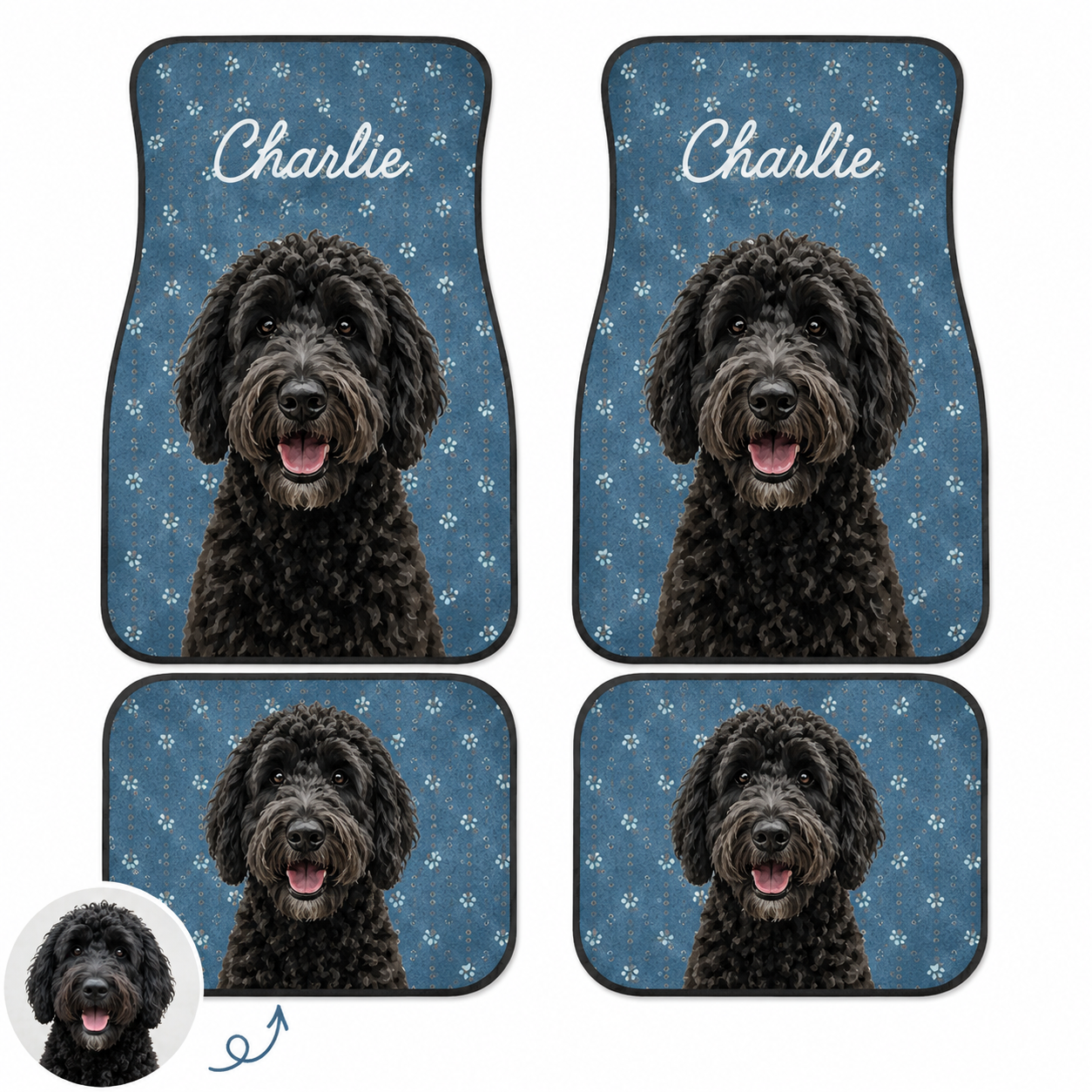 Custom Photo Dog Auto Floor Mat Set, Personalized Pet Car Mats, Dog Mom Dog Dad Gift THUC99