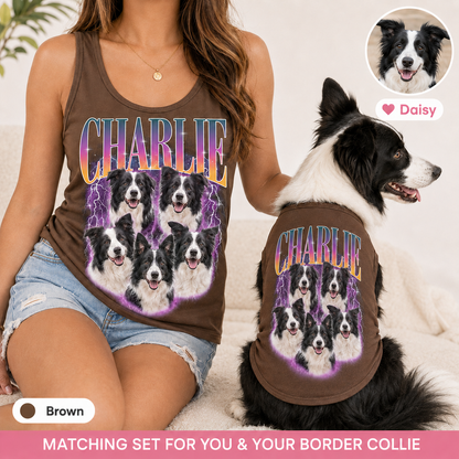 Personalized Matching Women’s and Dog Tank Tops, Custom Pet Photo Outfit Set THUC99
