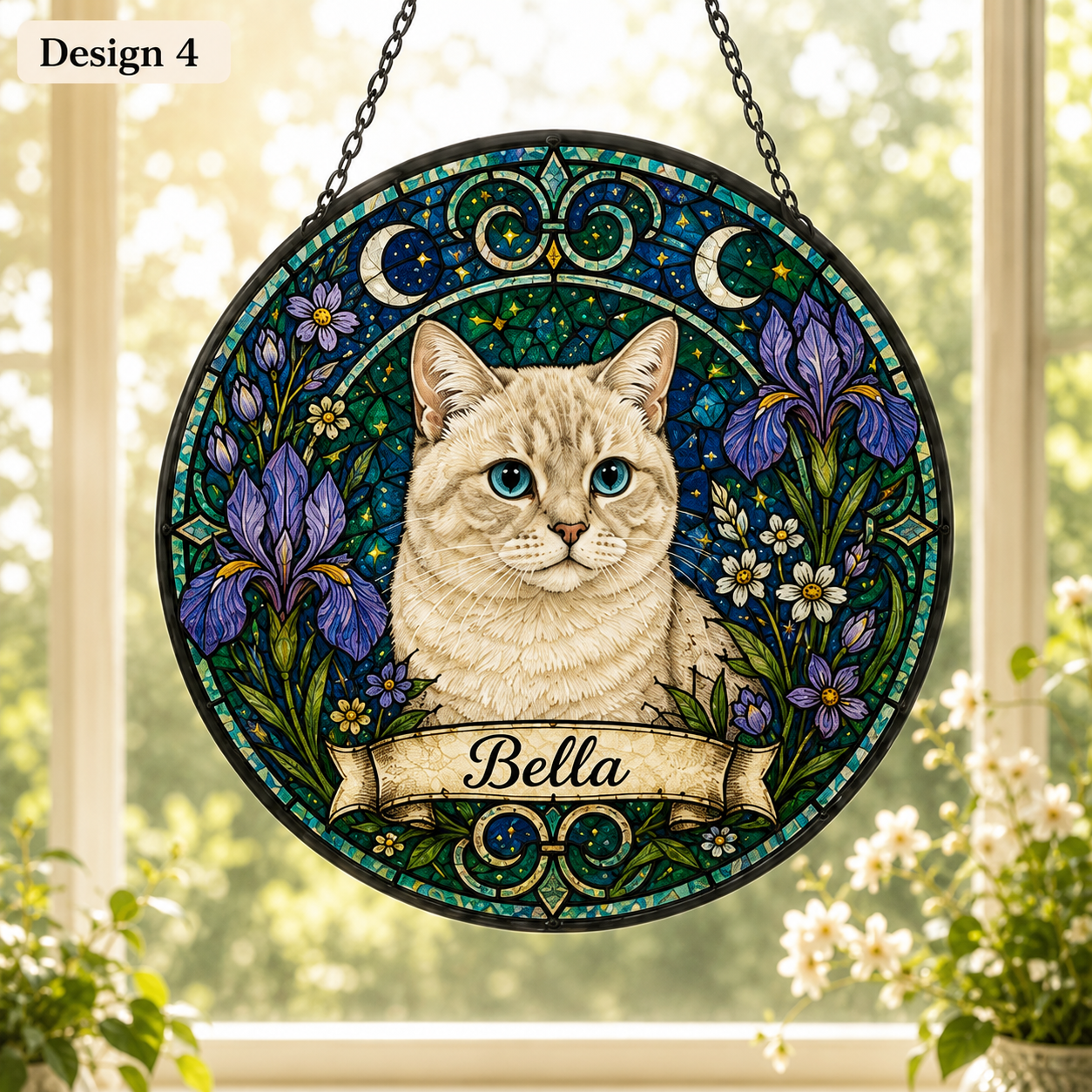 Custom Photo Cat Glass Suncatcher – Personalized Pet Portrait Gift | Cat Window Decor THUC99