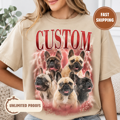 Custom Pet Photo Bootleg Unisex Wash T-Shirt, Personalized Dog Mom Gift | Gift For Pet Lovers THUC99