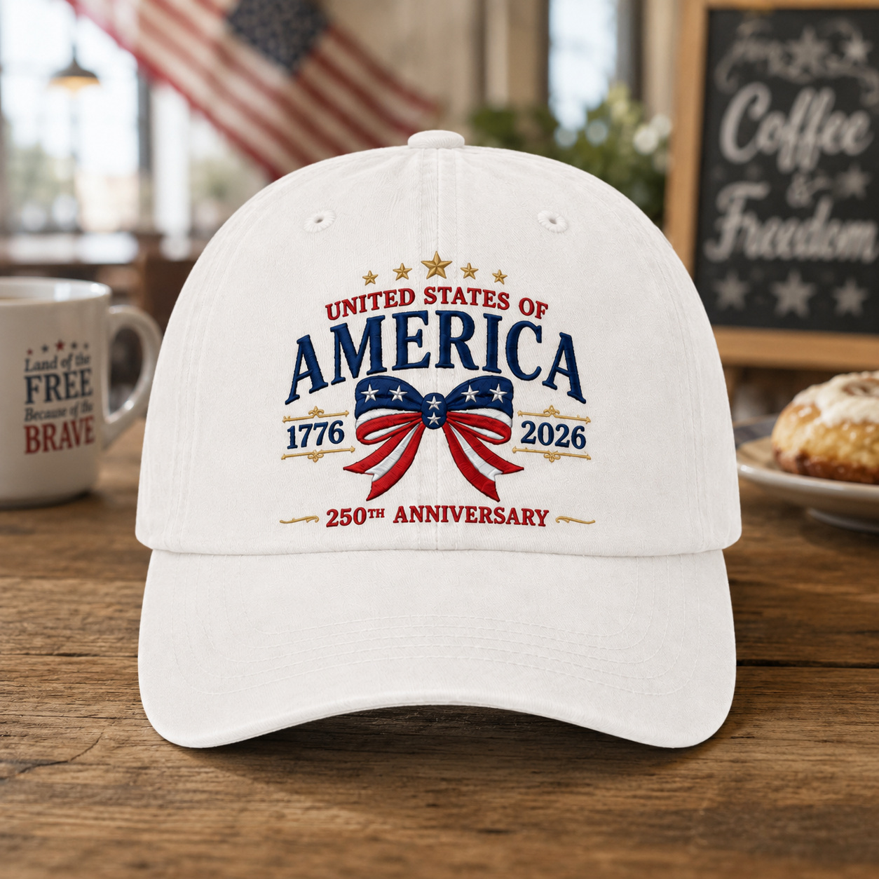 Patriotic USA 250th Anniversary Vintage Hat Embroidered American Freedom Baseball Cap THUC99