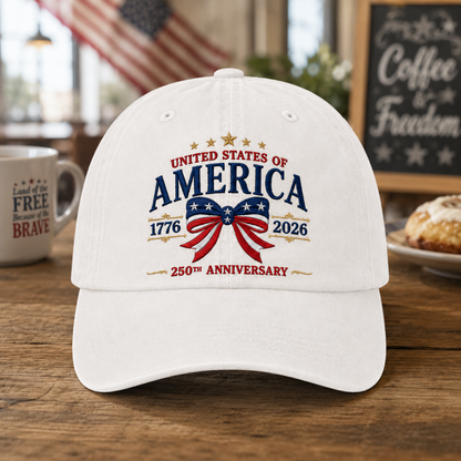 Patriotic USA 250th Anniversary Vintage Hat Embroidered American Freedom Baseball Cap THUC99