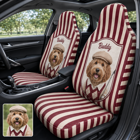 Custom Photo Dog Car Seat Cover, Personalized Pet Face Seat Protector, Dog Lover Auto Gift THUC99