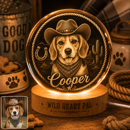 Custom Pet Photo Crystal Lamp, Personalized Dog Crystal Ball Light, Memorial Dog Decor THUC99