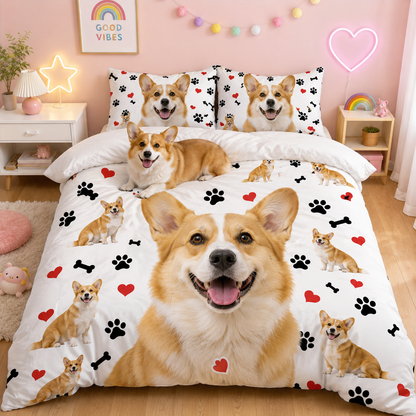 Custom Pet Face Bedding Set, Personalized Dog Lover Bedroom Decor THUC99