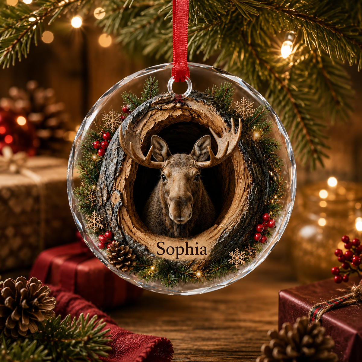 Animal Glass Ornament Tree Hollow Moose
