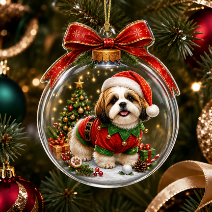 Dog Santa Bauble Ball Shih Tzu