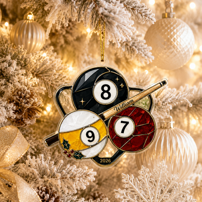 Custom Name Billiards Christmas Trio Acrylic