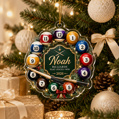 Custom Name Billiards Christmas Wreath Acrylic