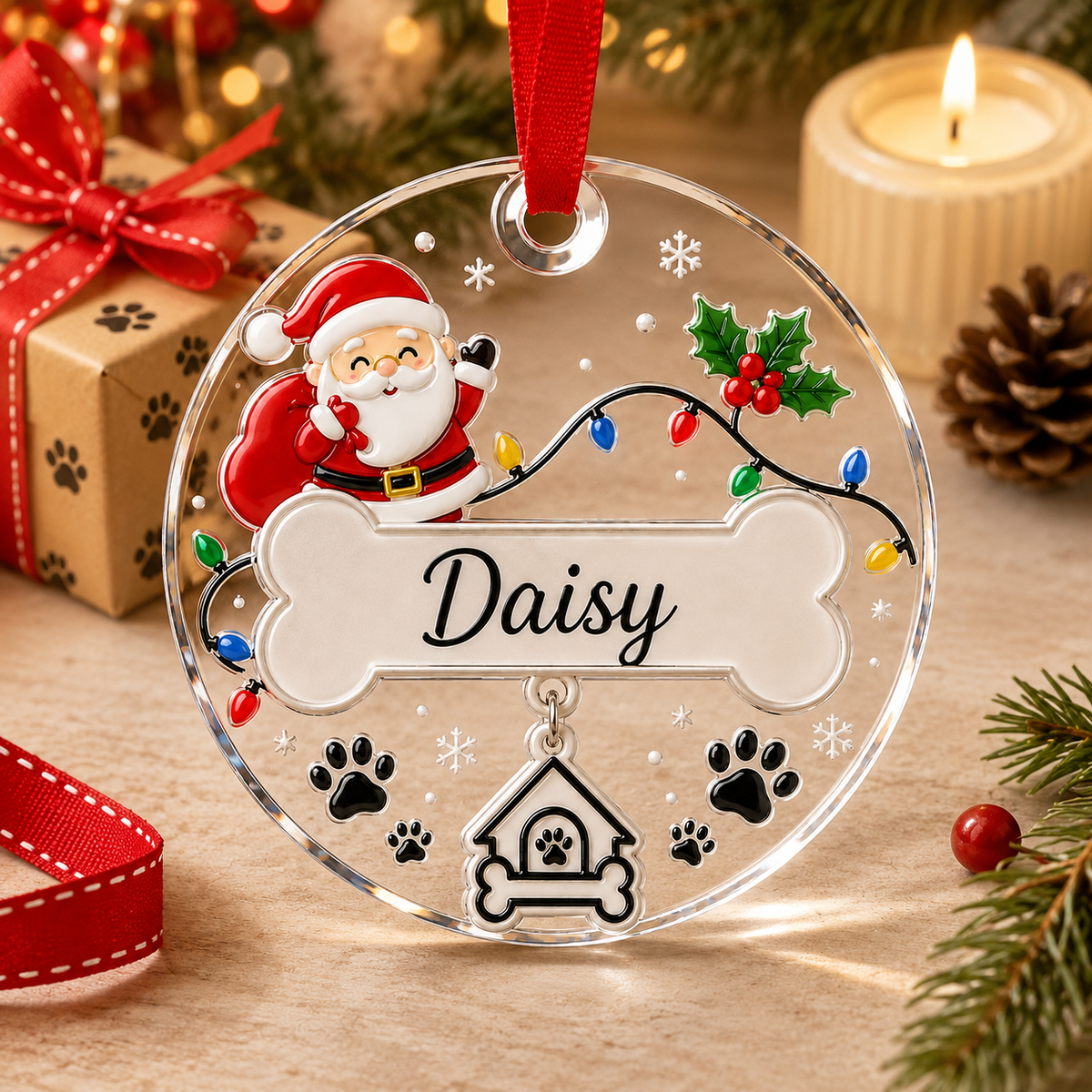 Custom Name  Dog Santa