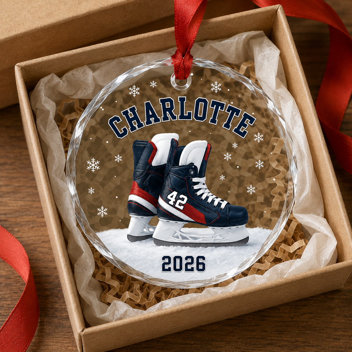 Custom Sport Glass Ornament Ice Hockey Skates