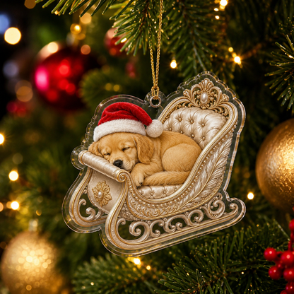 Dog Christmas Sleigh Golden Retriever