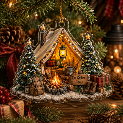 Camping Personalize Acrylic Christmas Campfire
