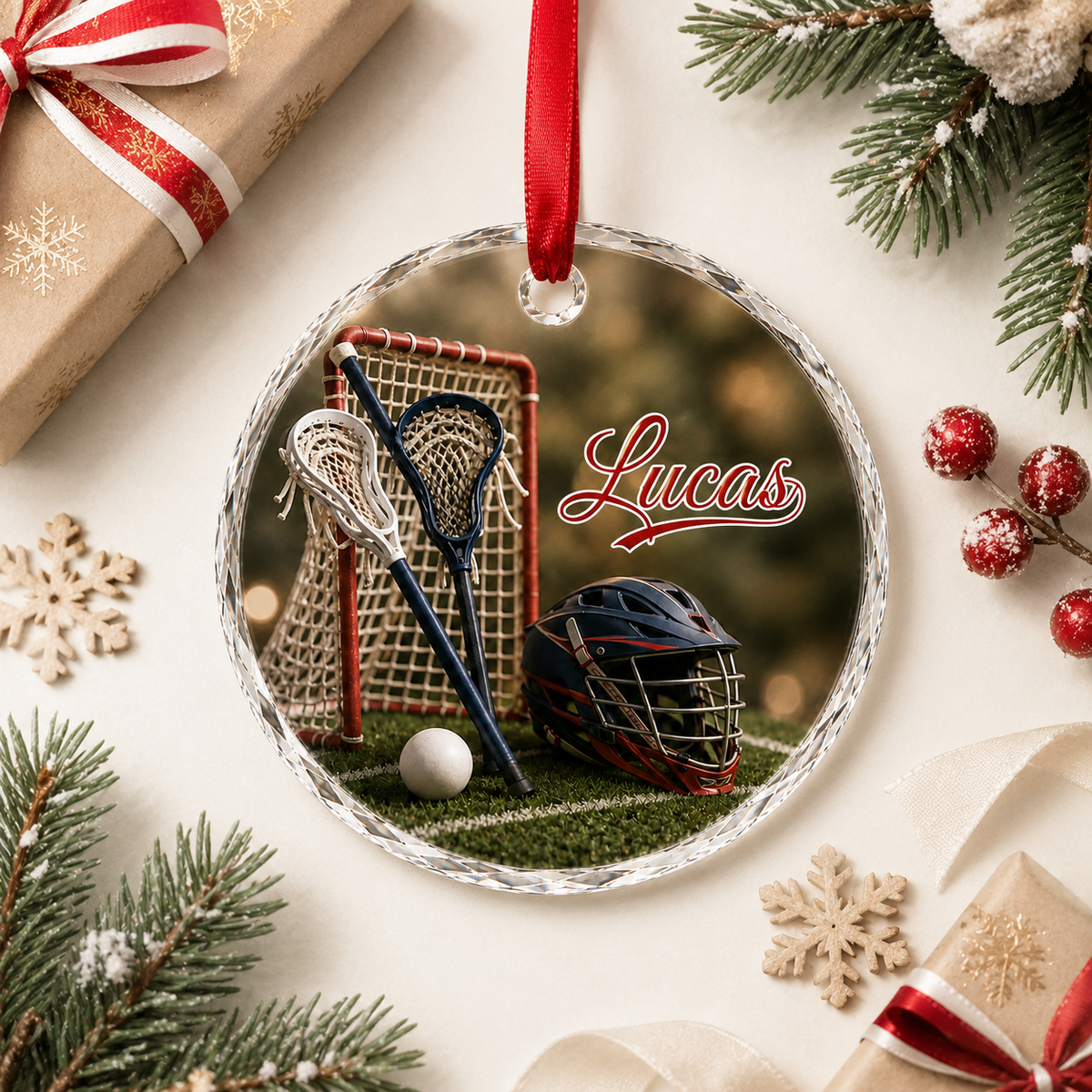 Sports Glass Ornament Lacrosse
