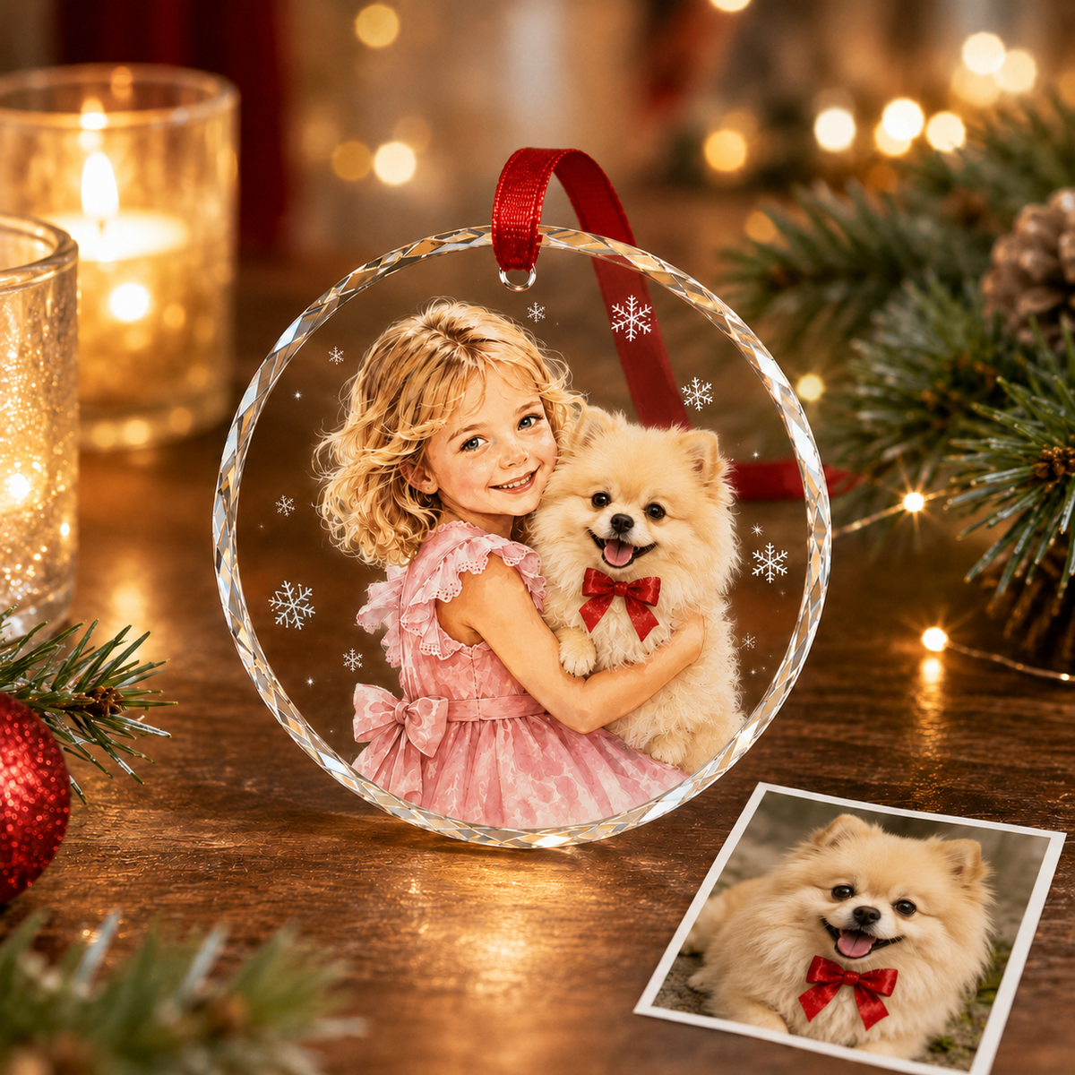 Custom Photo Dog Glass Dog With Baby Girl