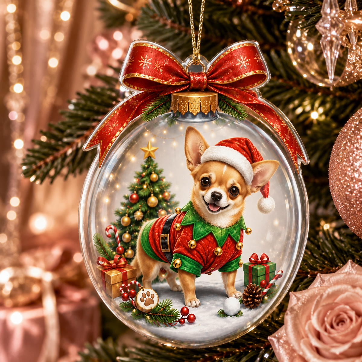 Dog Santa Bauble Ball Chihuahua