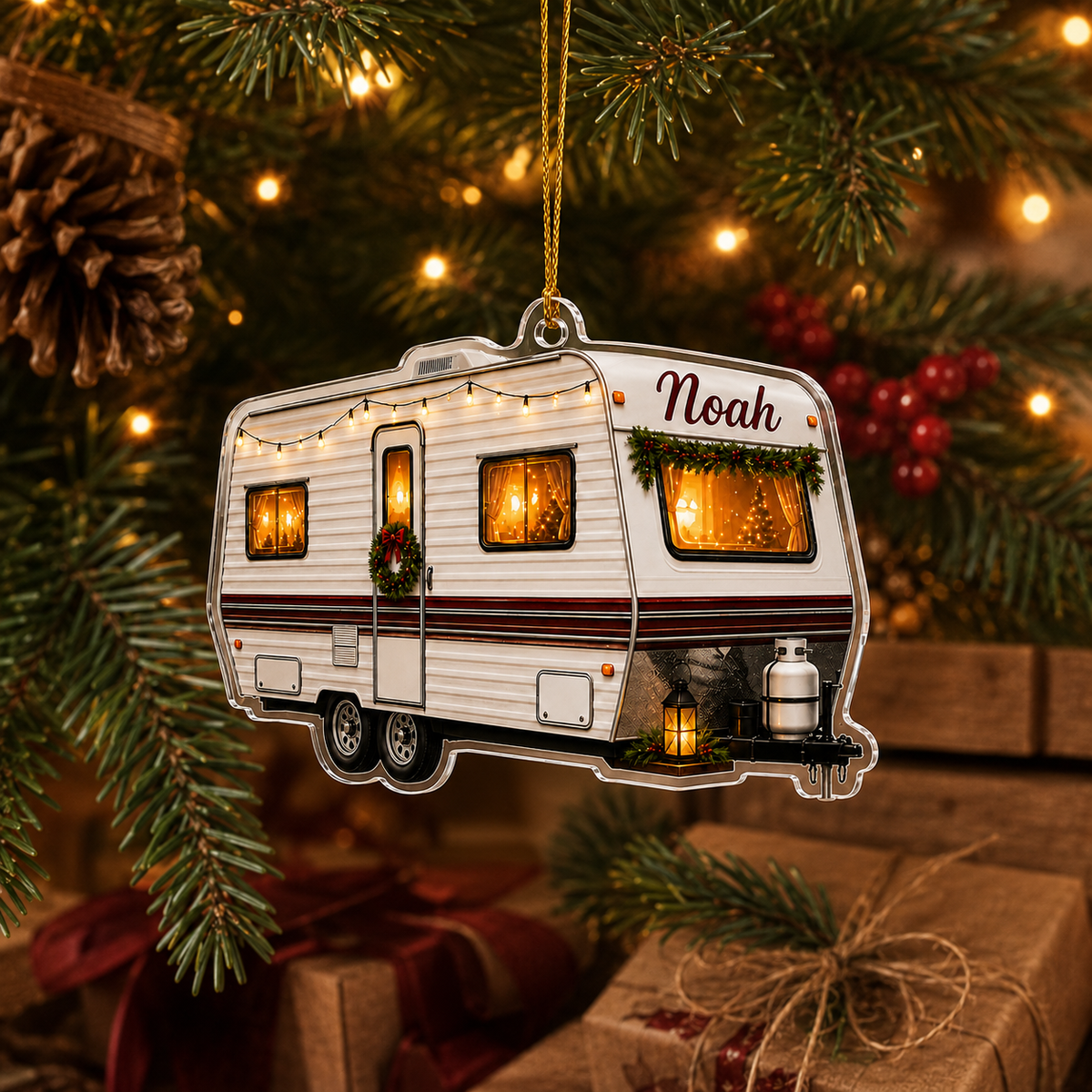 Camping Personalize Acrylic Christmas Mobile Vehicle