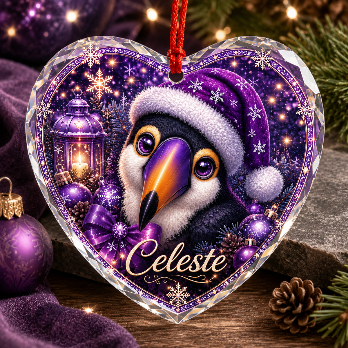 Purple Bird At Christmas Toucan