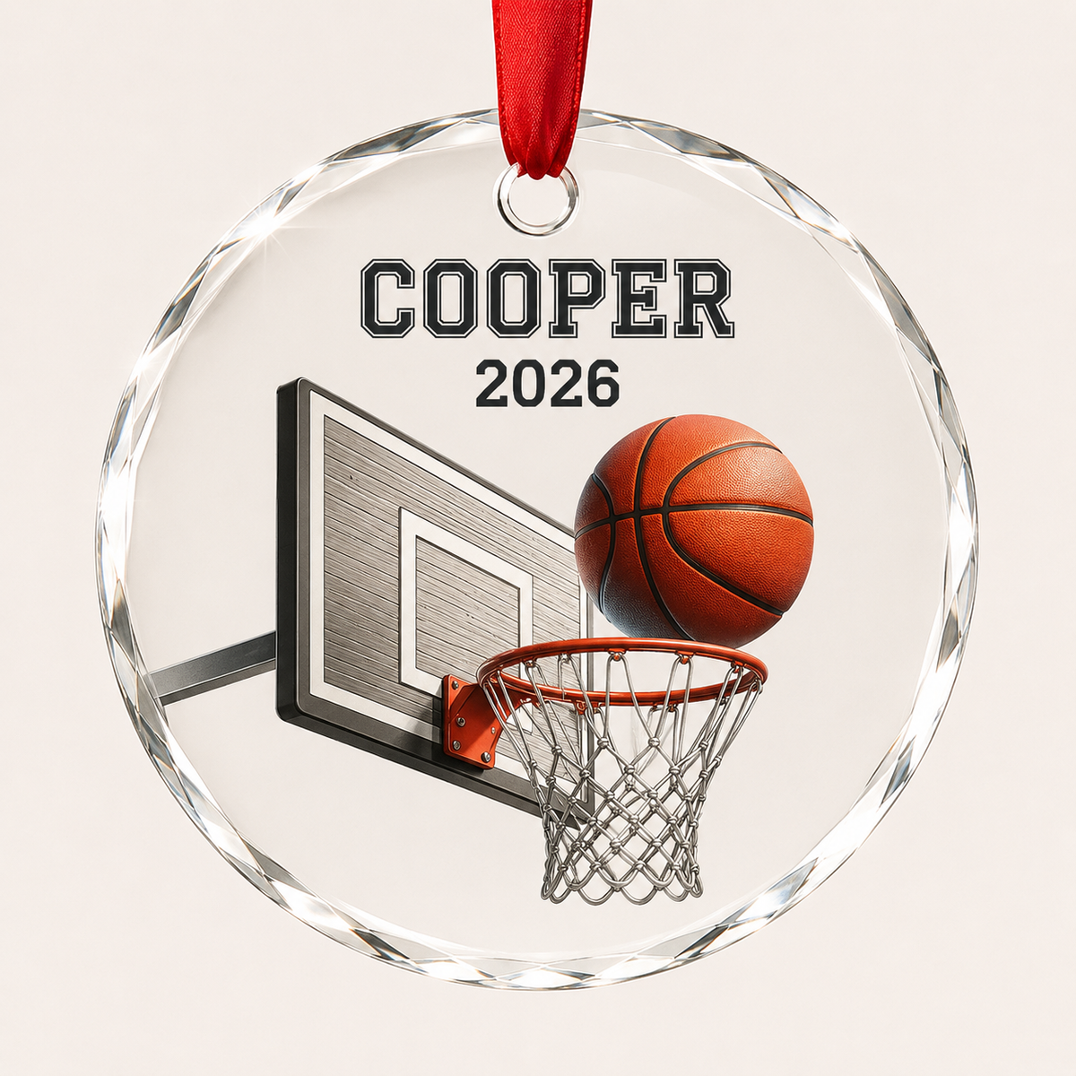 Basketball Glass Ornament - Basketball Hoop