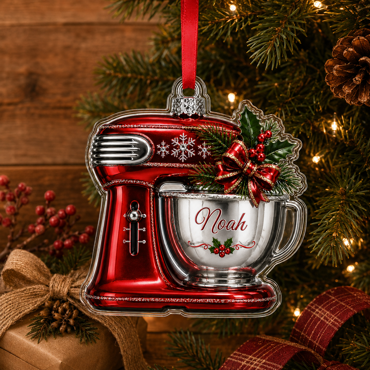 Personalized Kitchen Utensils Acrylic Red Dough Mixer