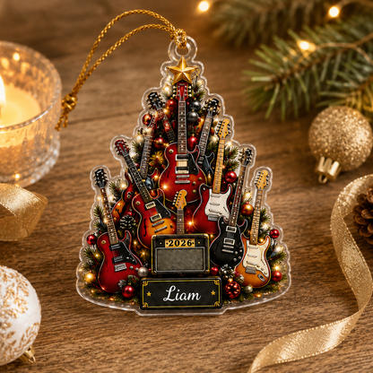 Guitar Custom Name Acrylic - Electric Guitar Christmas Tree