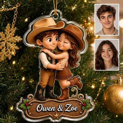 Personalized Boost Cowboy Couple Christmas Acrylic