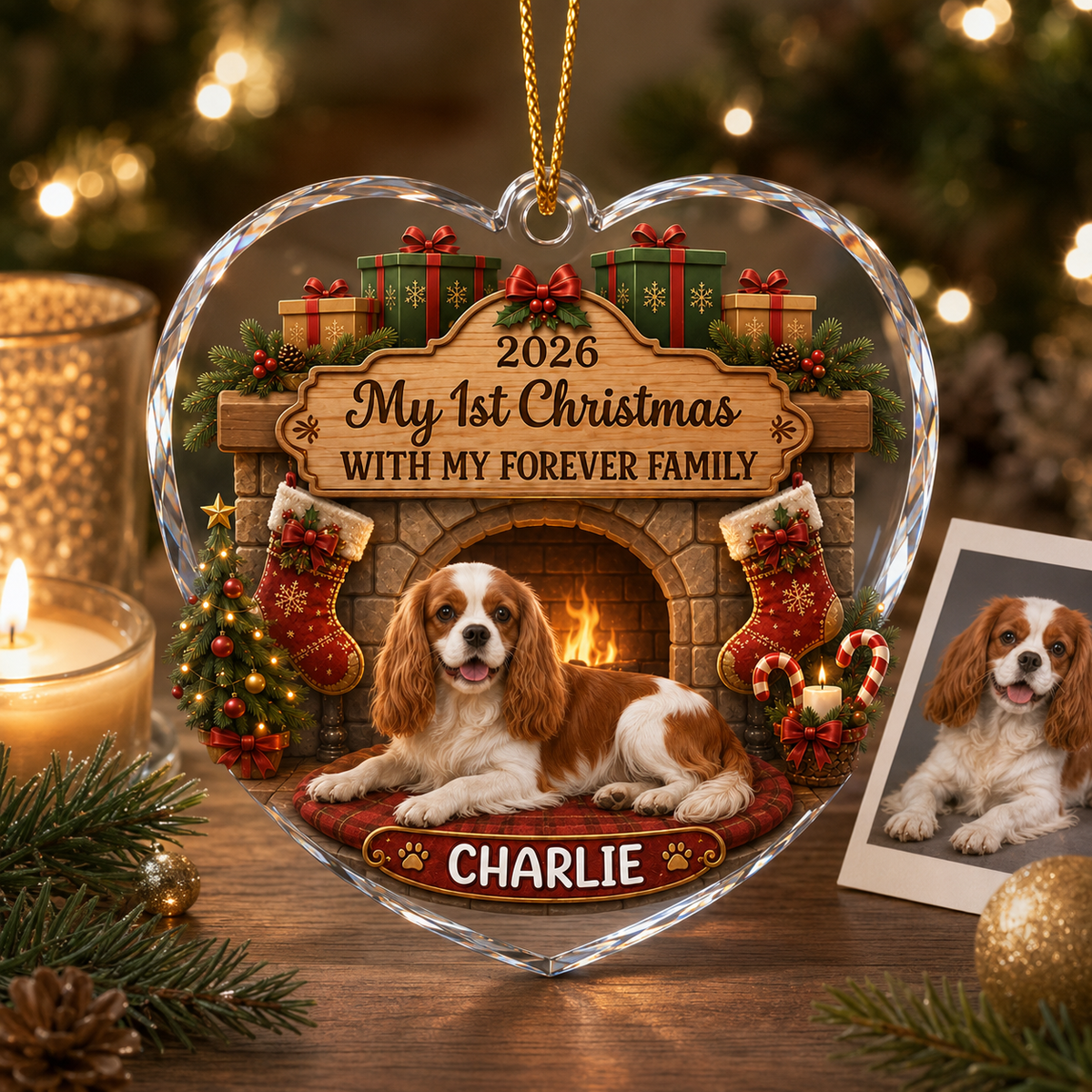 Custom Photo Dog Glass Dog With Christmas Heater
