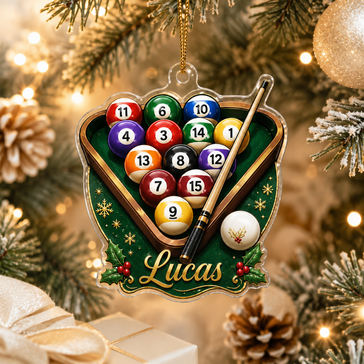 Custom Name Billiards Christmas Rack Acrylic