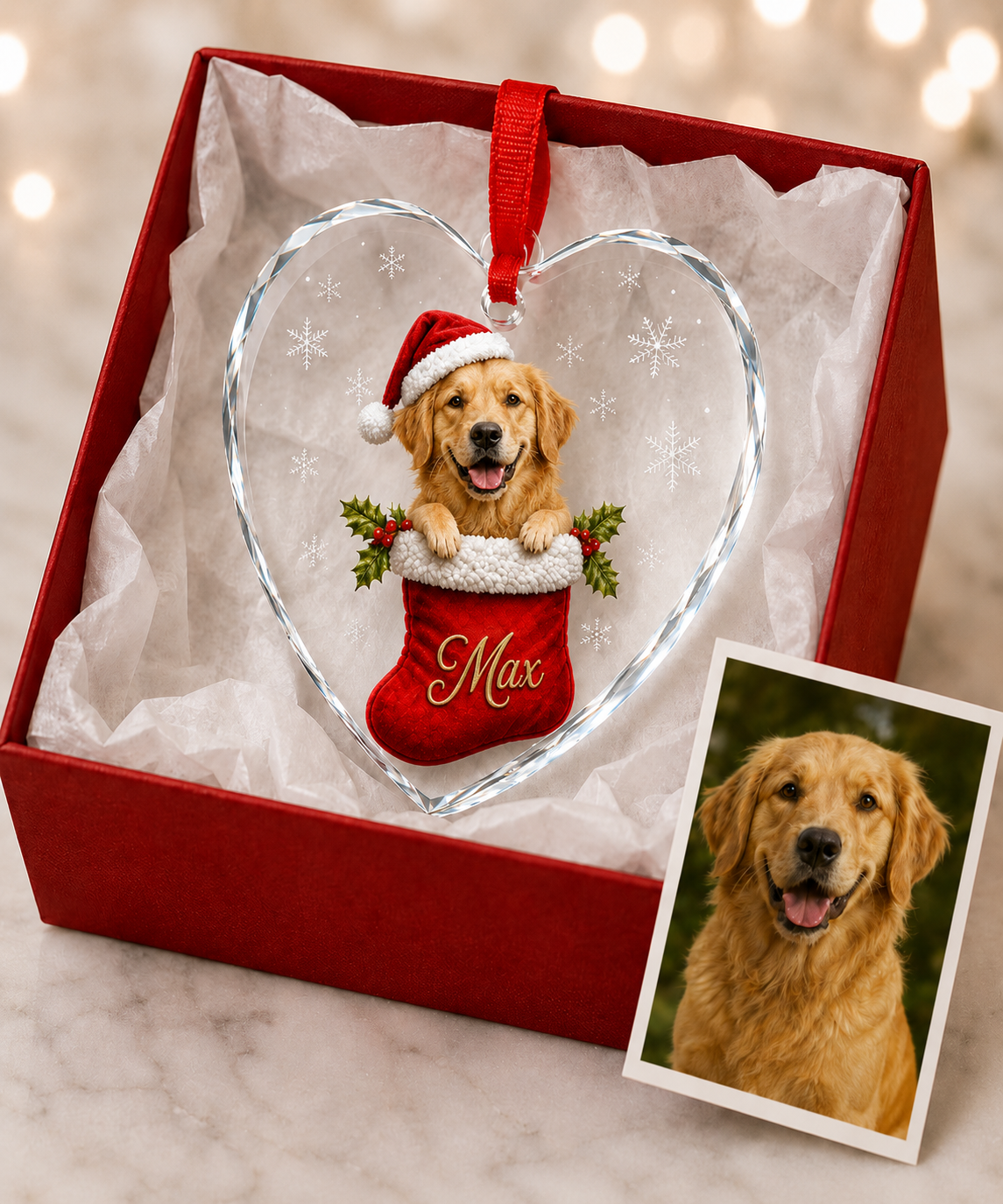 Custom Photo Dog With Christmas Sock