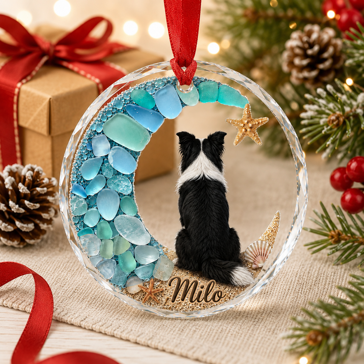 Custom Dog Seashell Border Collie