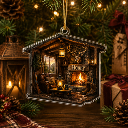 Personalized Hunting Cabin Hearth Acrylic