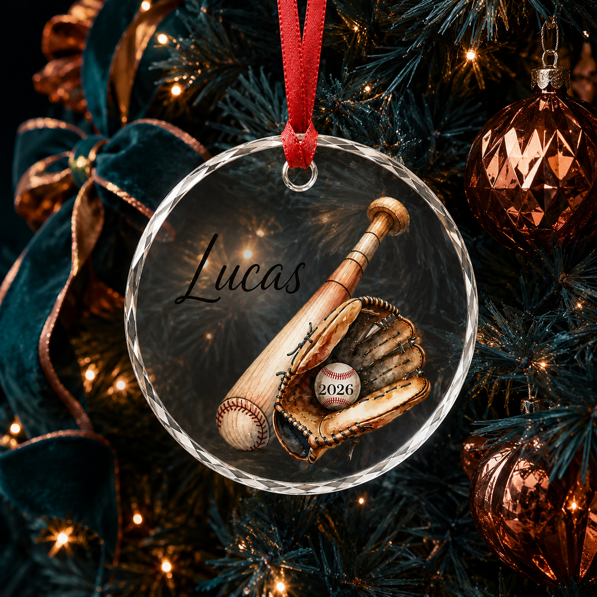 Sport Glass Ornament Baseball Gear