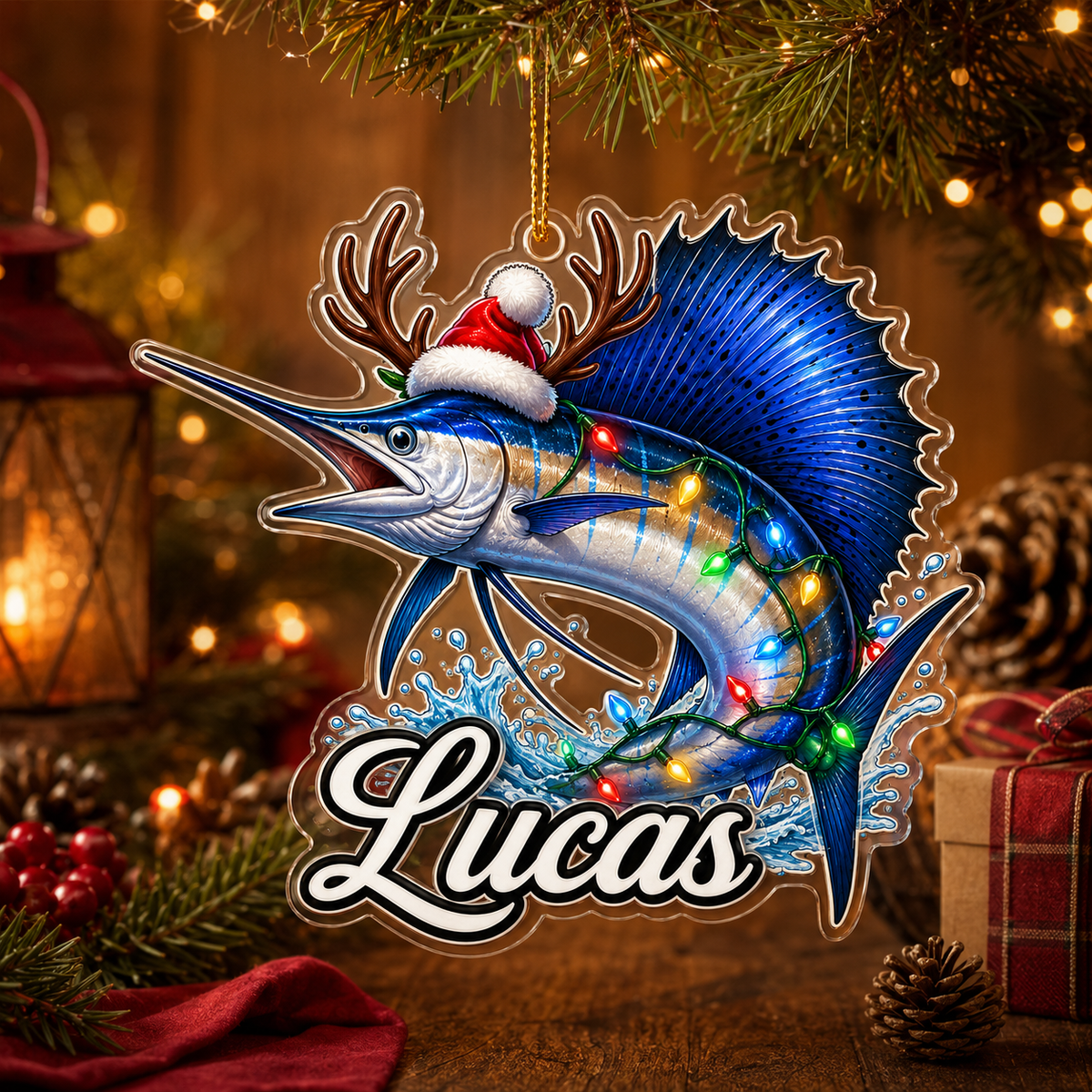 Fishing Christmas Lights Sailfish Acrylic