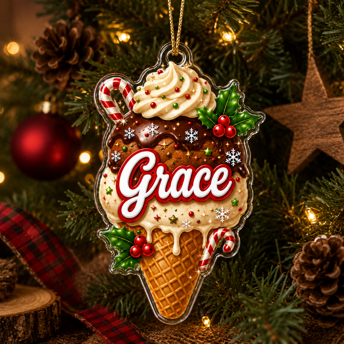 Custom Name Food Acrylic - Ice Cream Cone