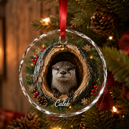 Animal Glass Ornament Tree Hollow Otter