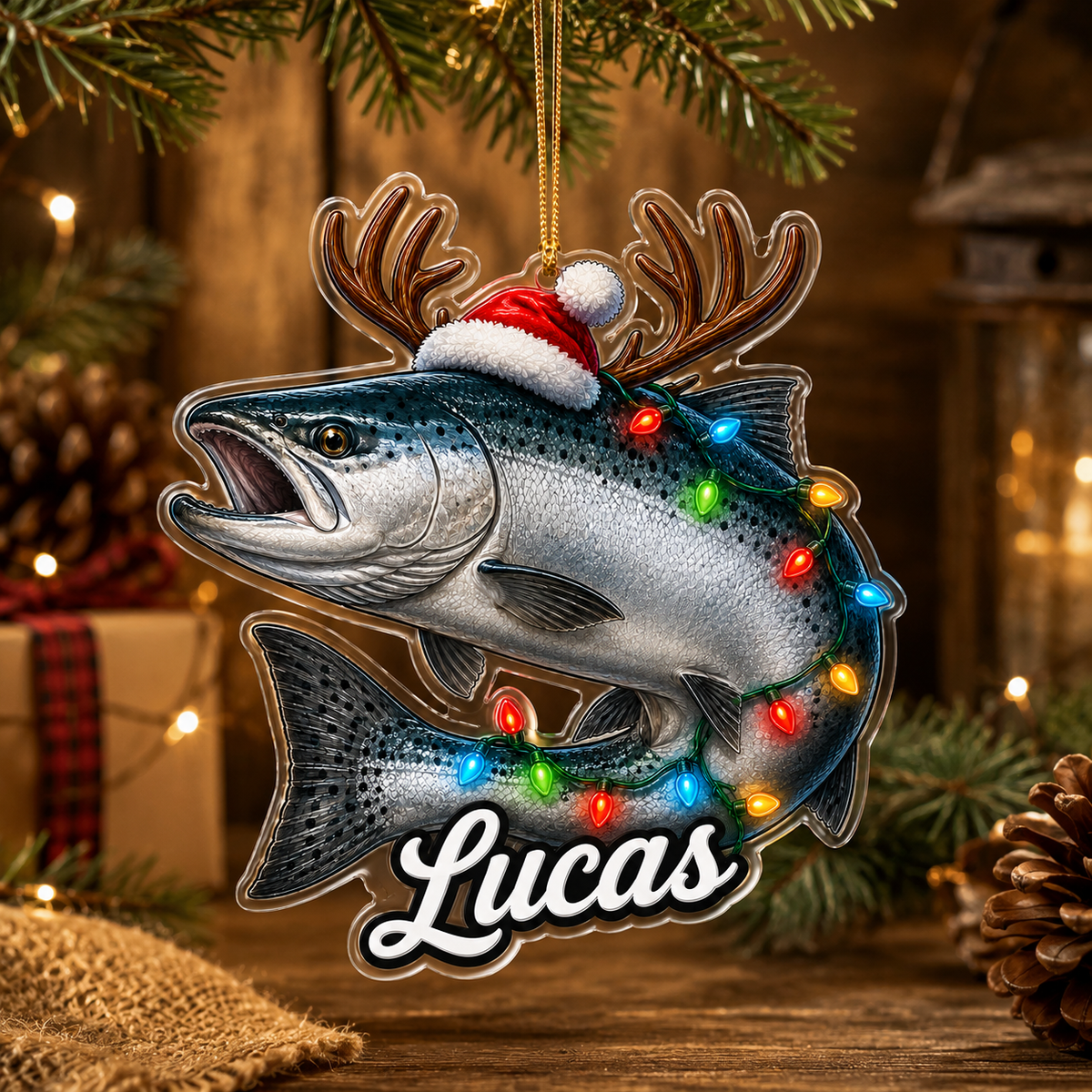 Fishing Christmas Lights Atlantic Salmon Acrylic