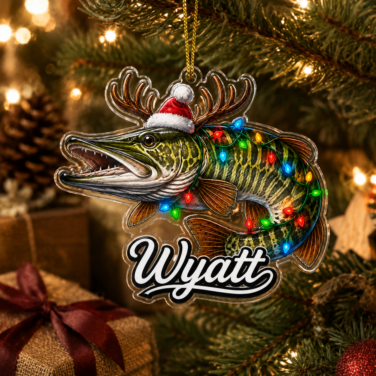 Fishing Christmas Lights Northern Pike Acrylic