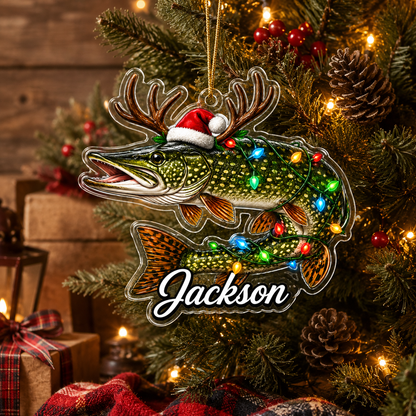 Fishing Christmas Lights Pike Fish Acrylic