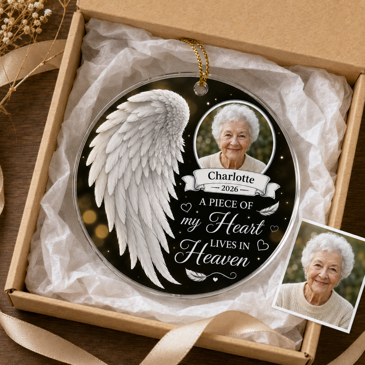 Custom Photo Heart In Heaven Angel Wing
